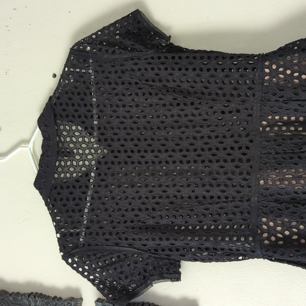BCBG Max Azria Dasha Perforated Slip Mini Little Black Dress - Picture 7 of 12